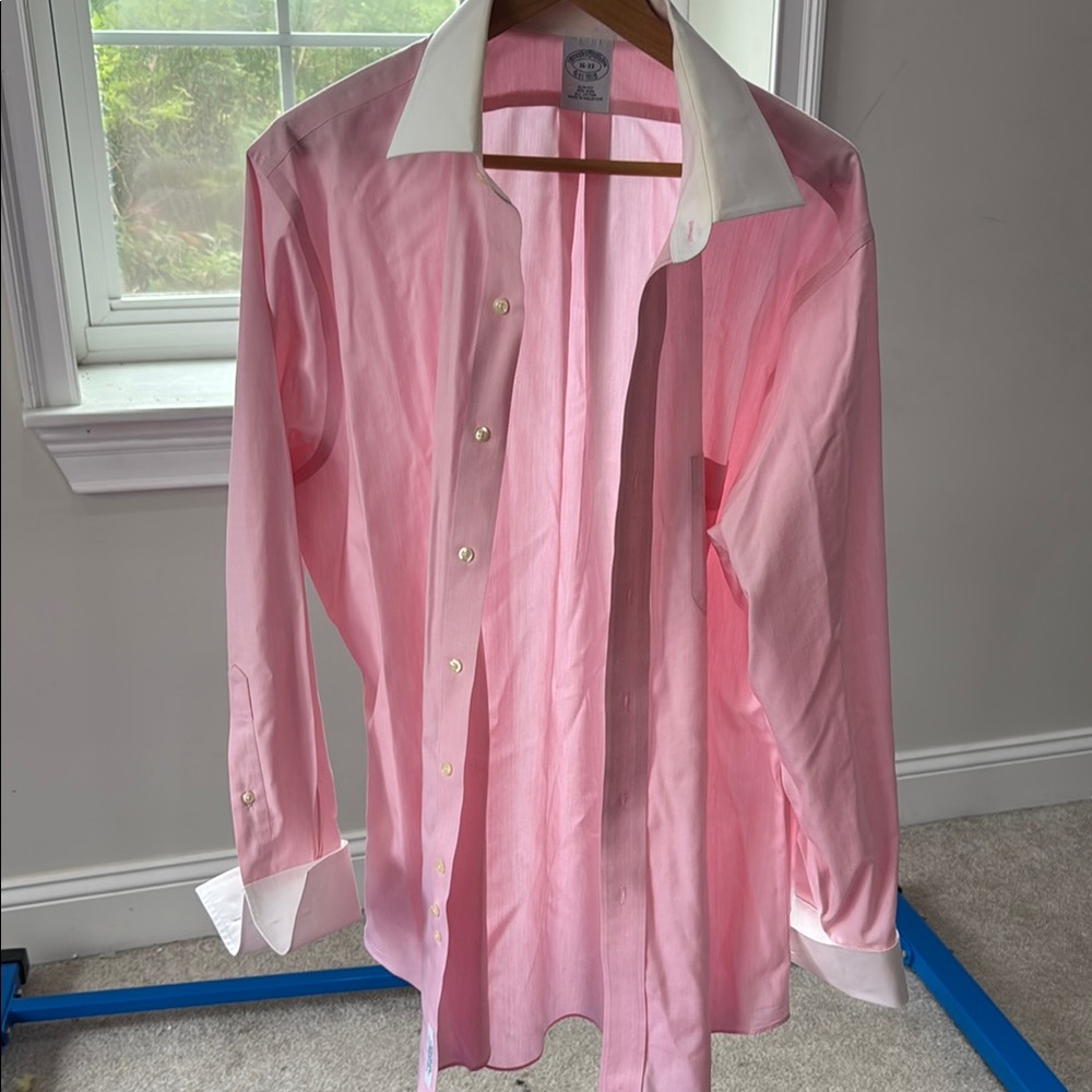 Brooks Brothers Pink and White Dress Shirt